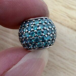 Pandora ALE Pavé Lights Teal Charm 925 Sterling Silver Teal Gemstones Bracelet